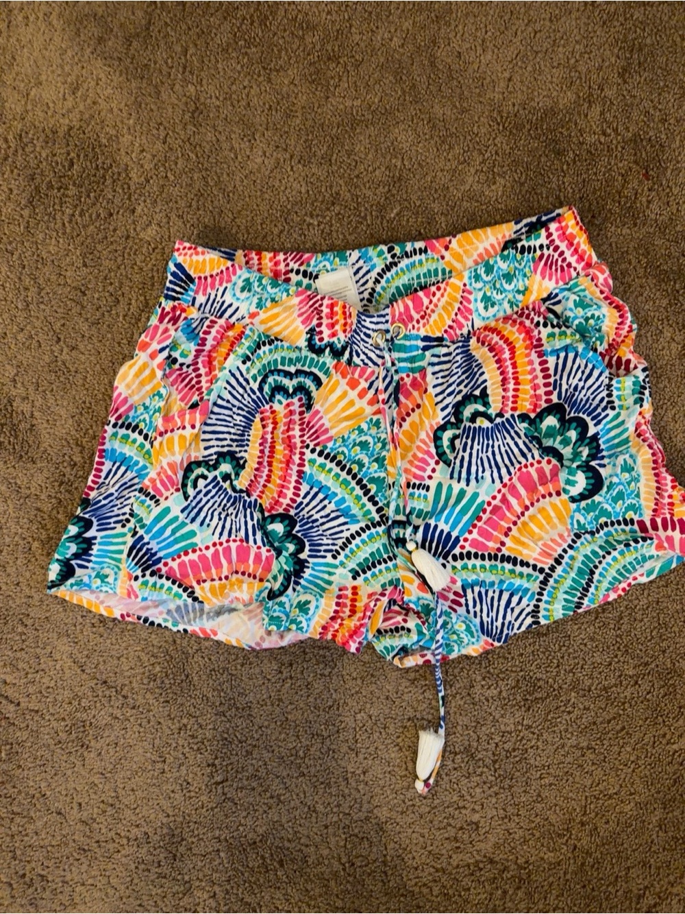 La Blanca Multicolor Fan-Print Elastic Waist Shorts